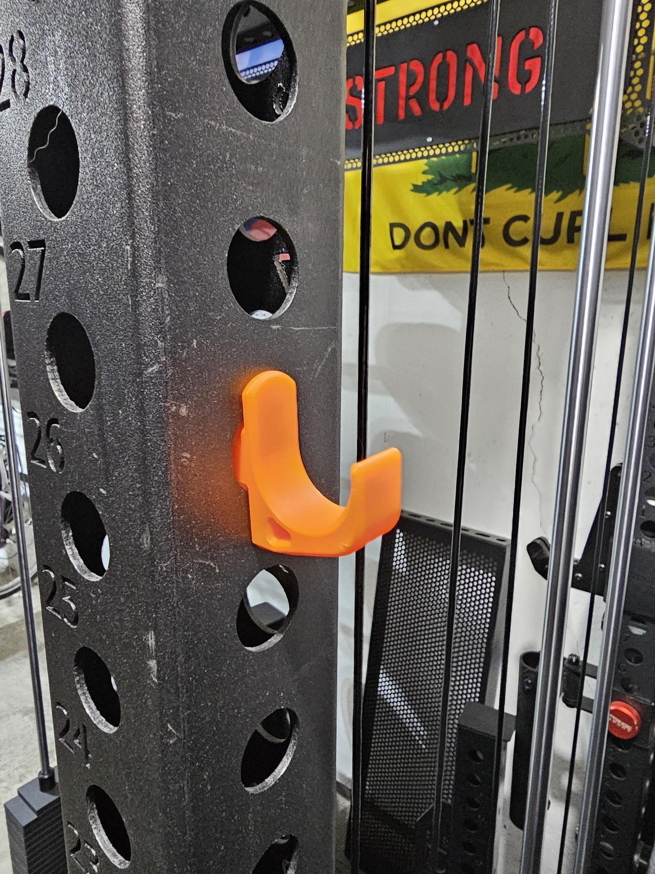 3D Printed Power Rack Storage Hooks – 1" Hole Racks, Holds Bands, Cables & Collars