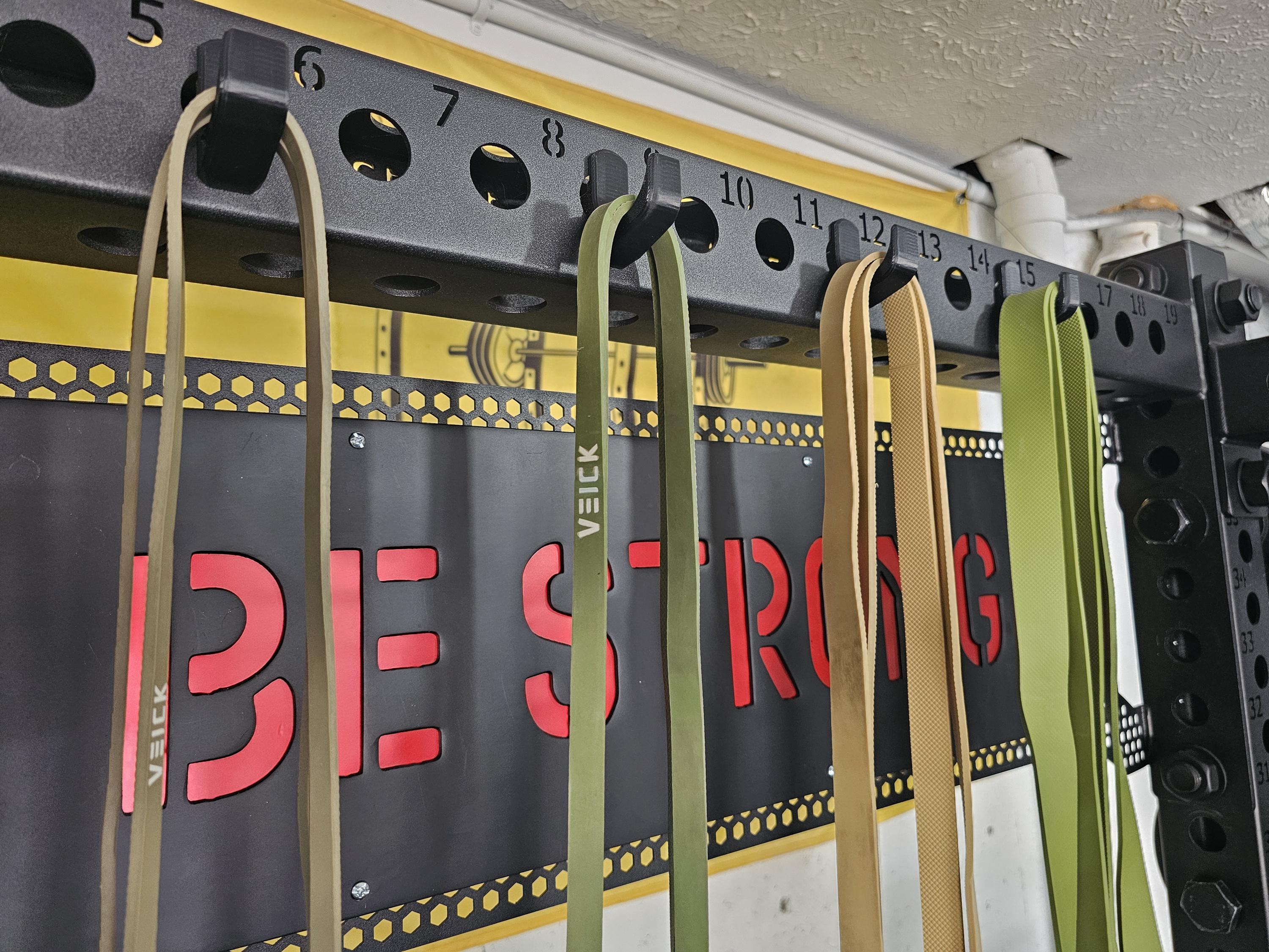 3D Printed Power Rack Storage Hooks – 1" Hole Racks, Holds Bands, Cables & Collars