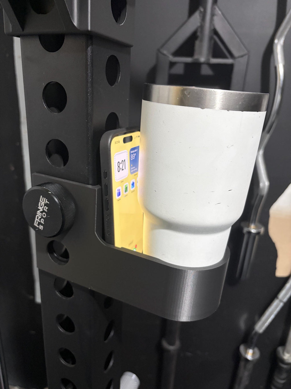 3D Printed Squat Rack Cup & Phone Holder – Fits Rogue, REP, Titan, Bells of Steel | 40oz Tumbler